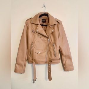Camel Faux Leather Jacket